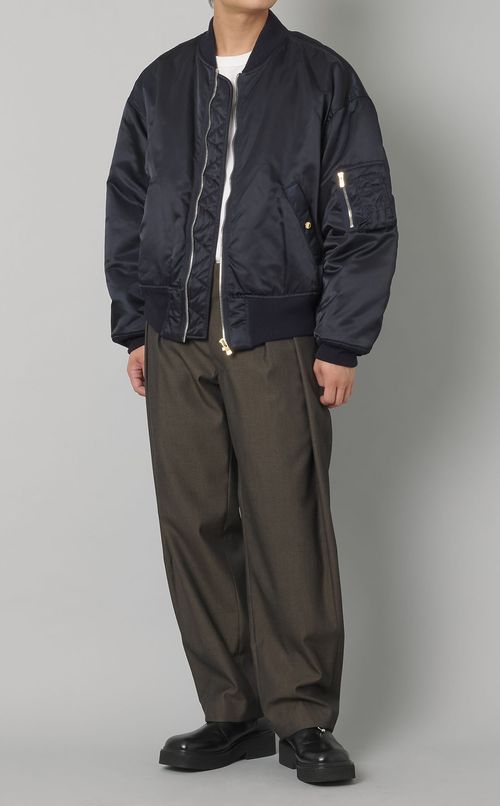 シャンブレーウールハイウエストパンツ