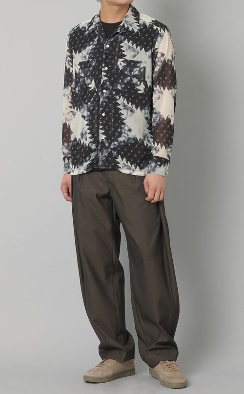 シャンブレーウールハイウエストパンツ