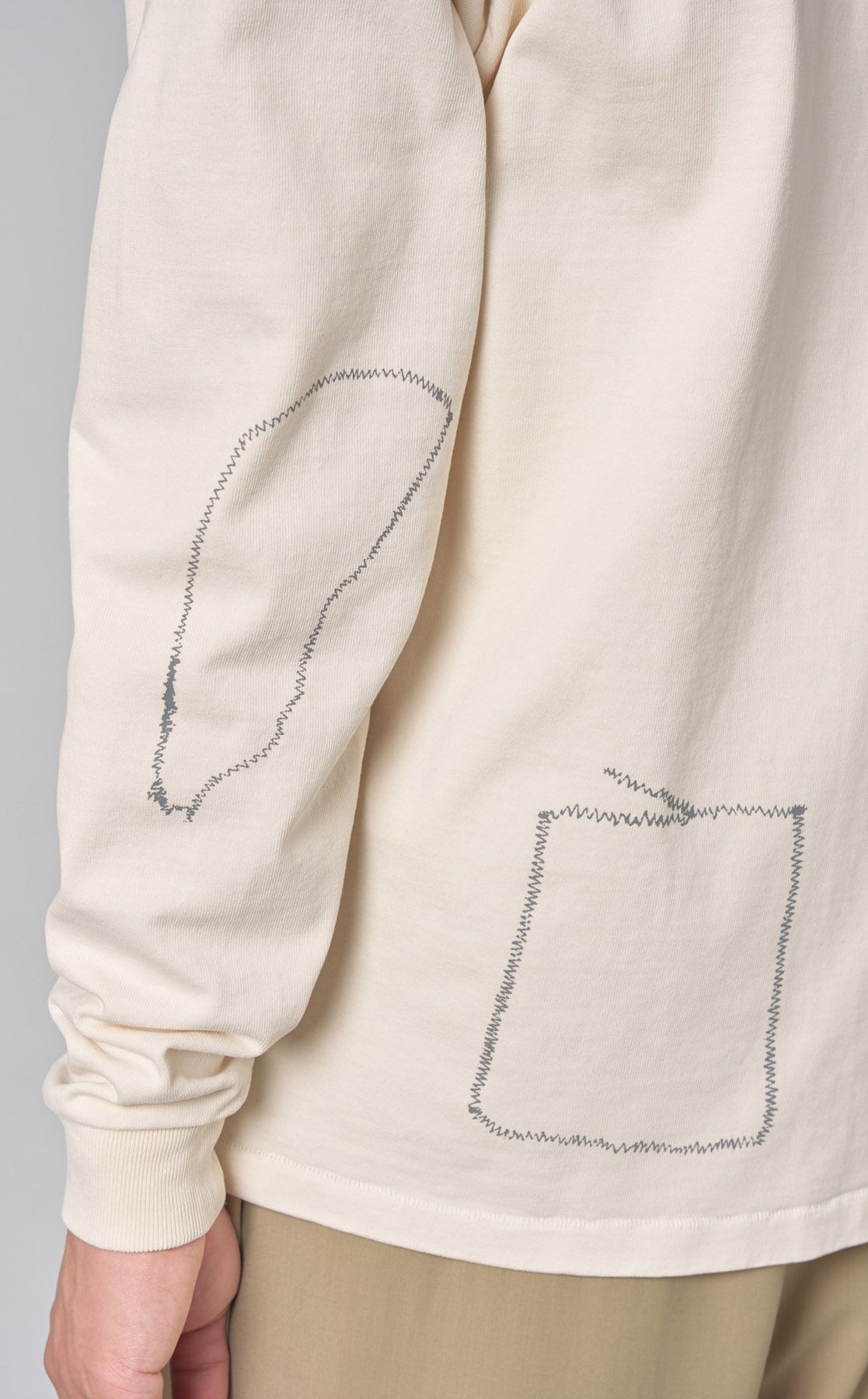 SandWaterr サシコ刺繍クルーネックロングTシャツ