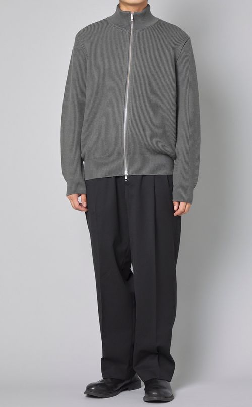 リブニットジップブルゾン