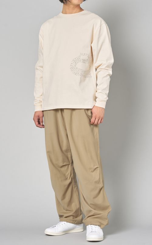 サシコ刺繍クルーネックロングTシャツ