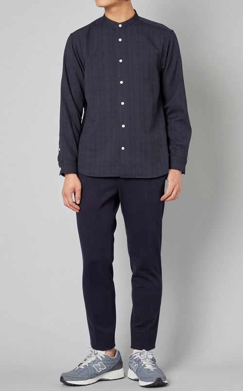 クラシックチェックバンドカラーシャツ