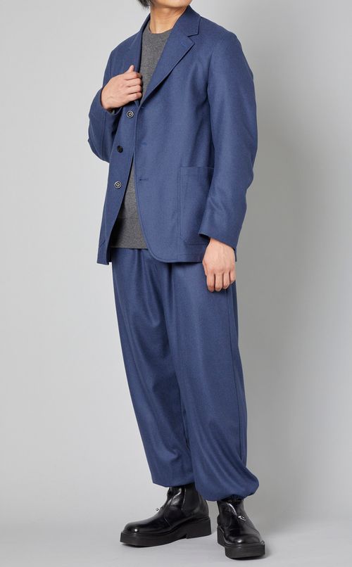 ウールカシミヤドローストリングパンツ