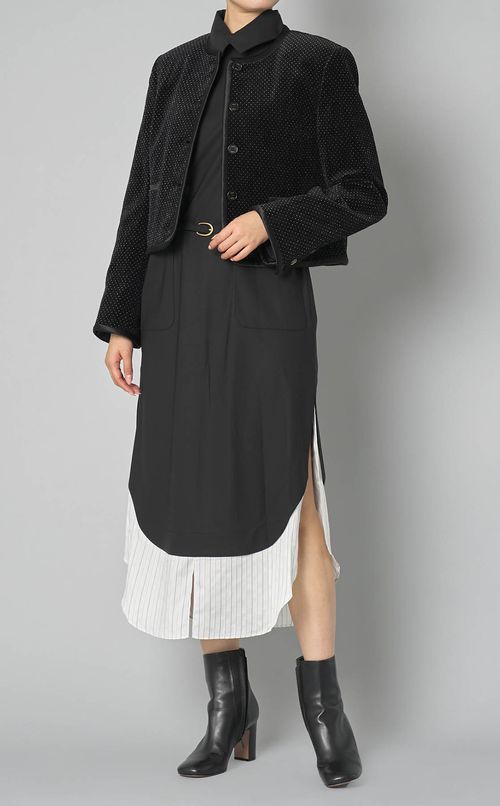 ボタンバックベルテッドワンピース