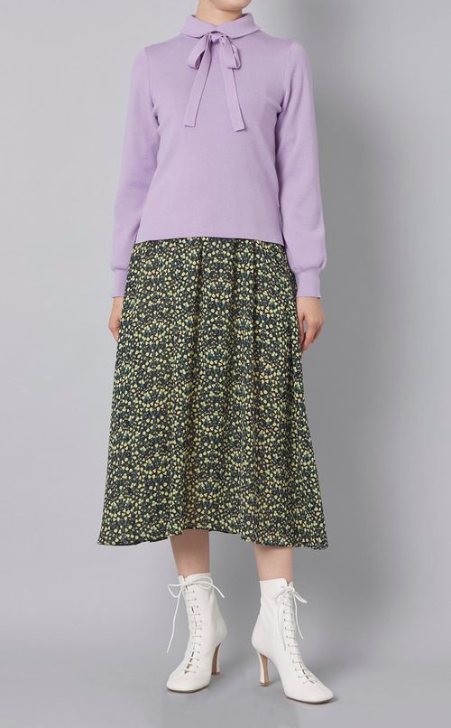 ボウタイハイネックニット