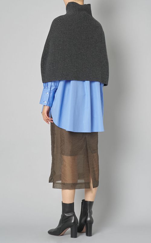 ウールリブニットケープ