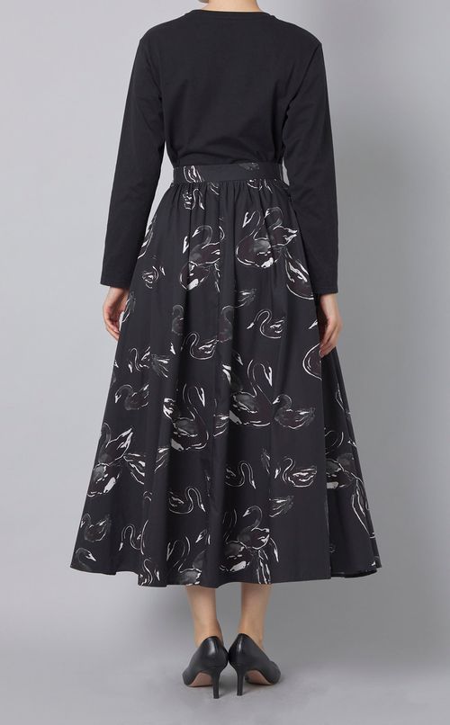 スワンプリントコットンギャザースカート