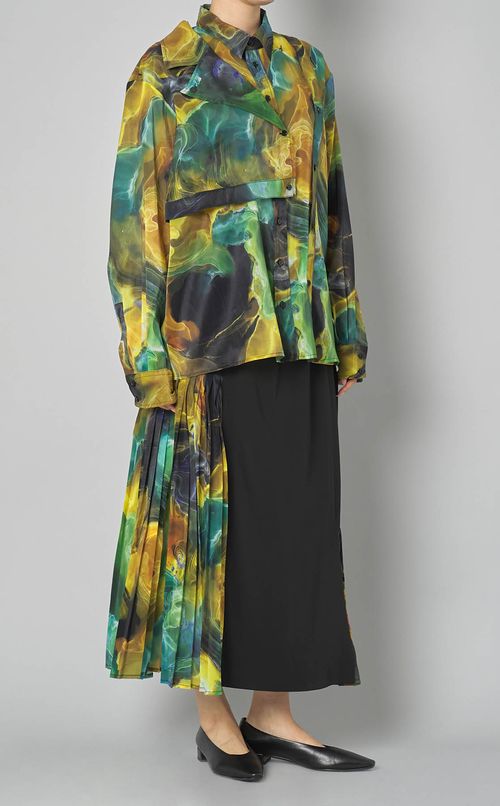 マーブルペイントプリーツスカート