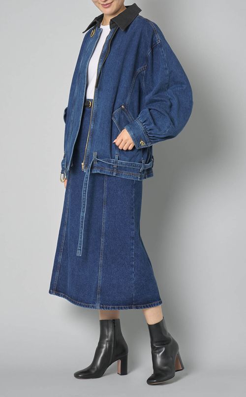 ウォッシュドデニムベルテッドスカート