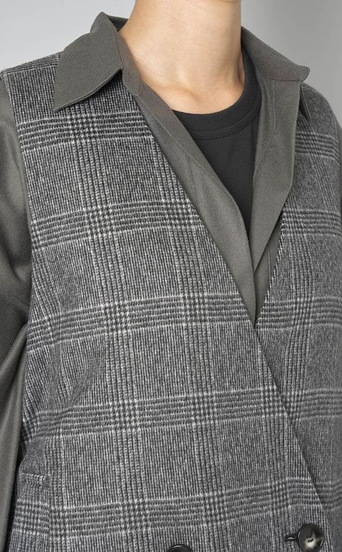 グレンチェックロングジレワンピース