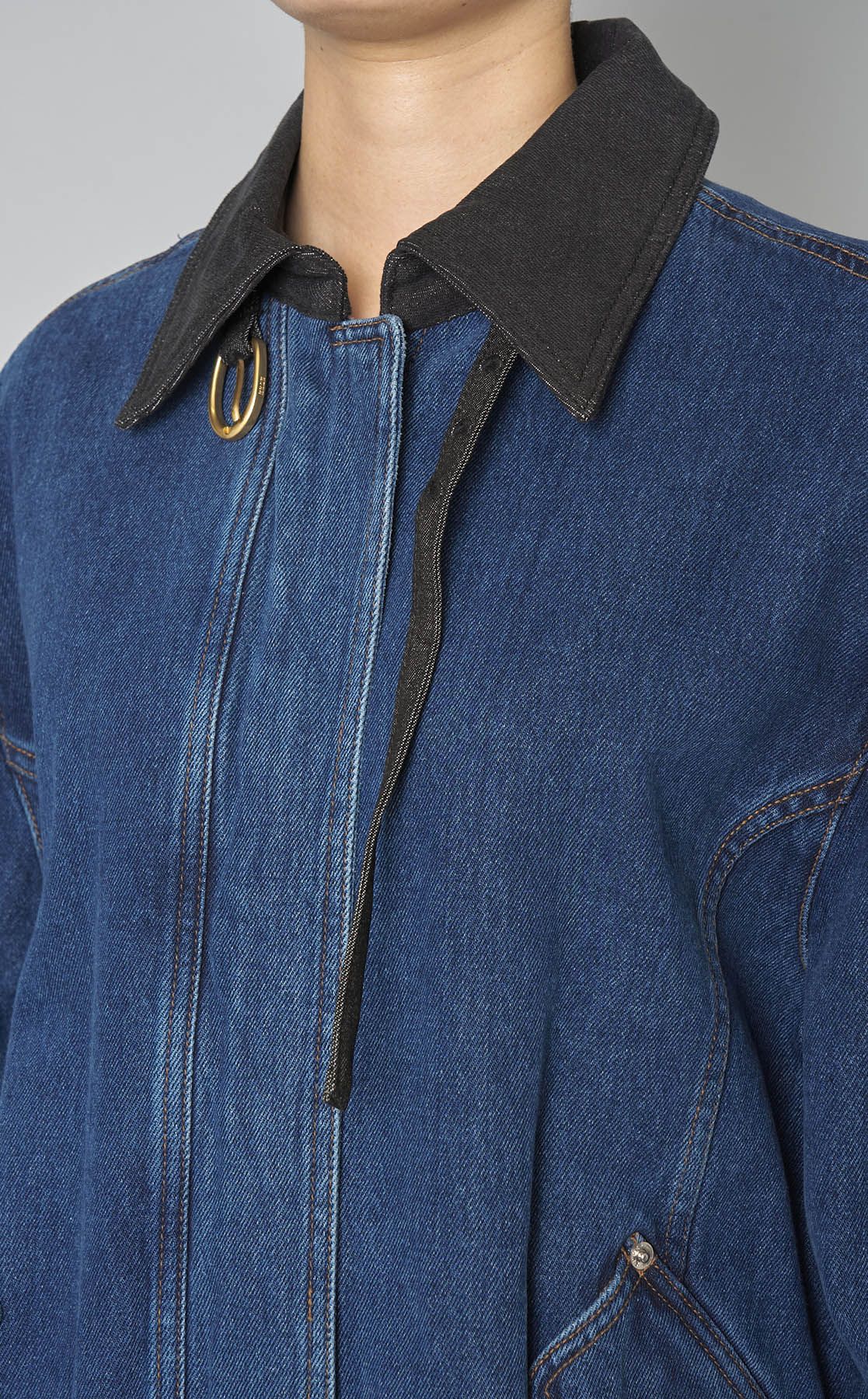 EENK｜ウォッシュドデニムボンバーブルゾン