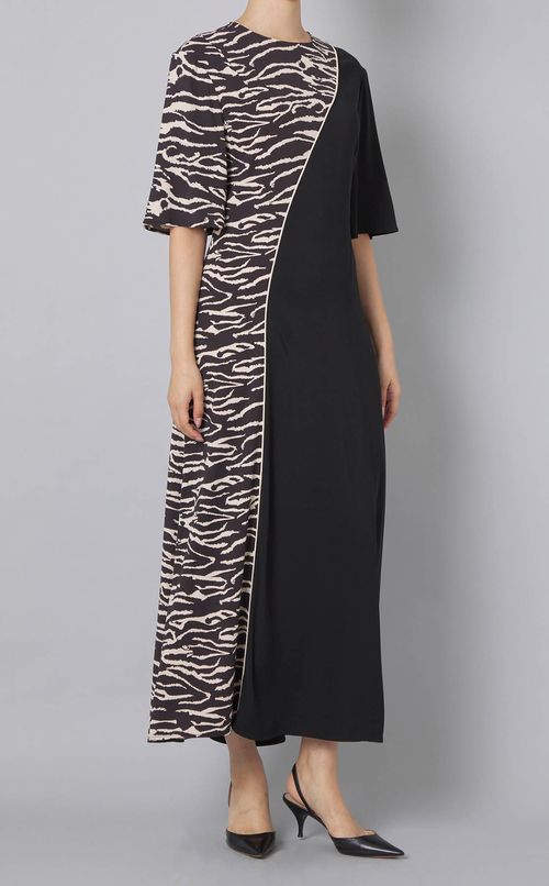 ゼブラプリン卜ロングワンピース