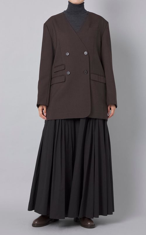 ノーカラーダブルブレストジャケット