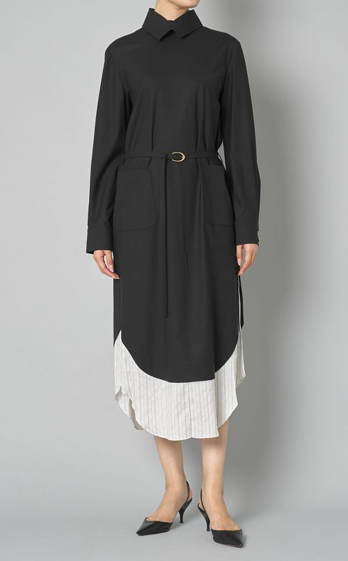 ボタンバックベルテッドワンピース