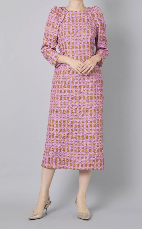 フラワージャガードチェックワンピース