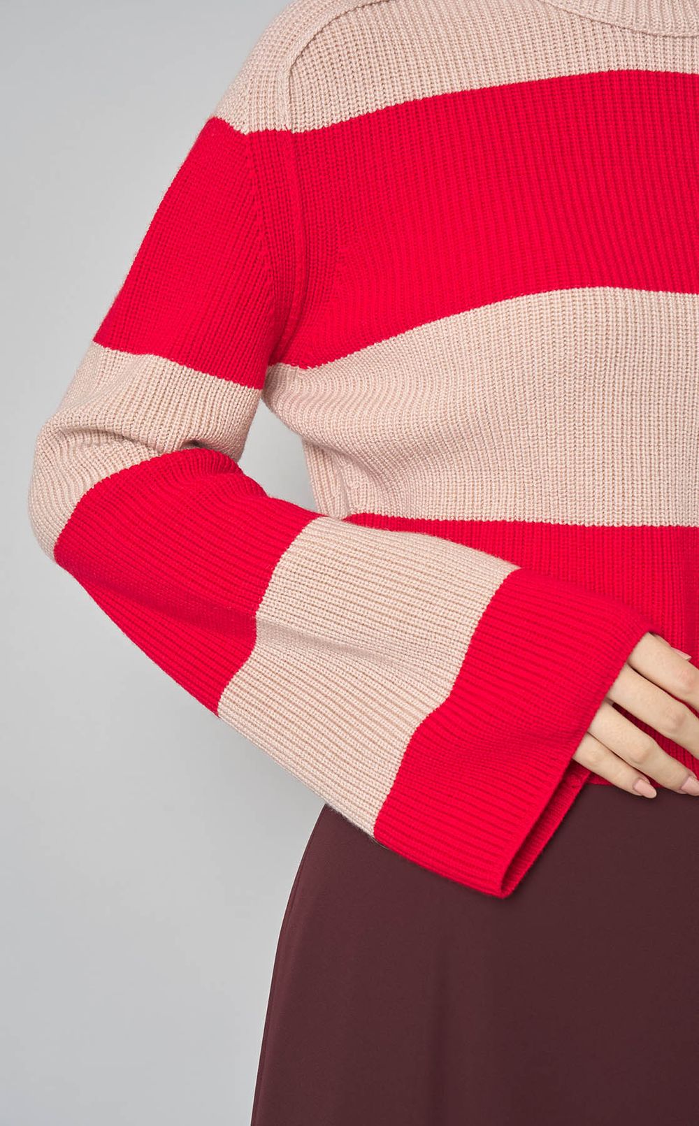 ウールワイドボーダークルーネックニット