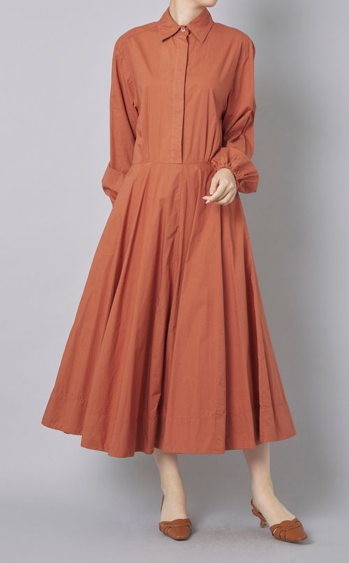 コットンギャザーシャツワンピース