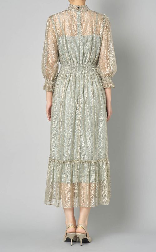 メタリックレースギャザーワンピース