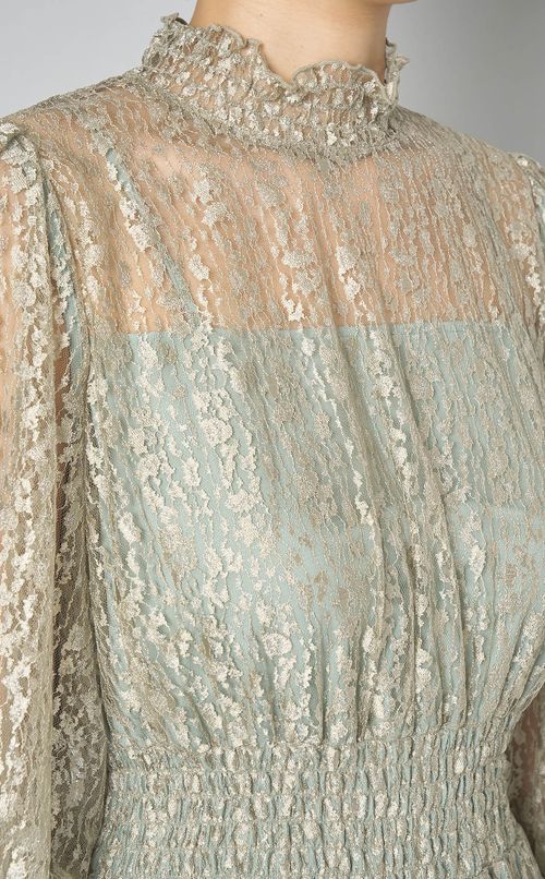 メタリックレースギャザーワンピース