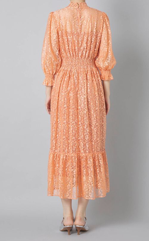 メタリックレースギャザーワンピース