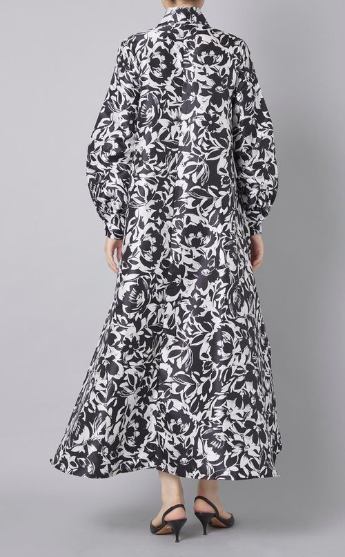 プリントフレアロングシャツワンピース