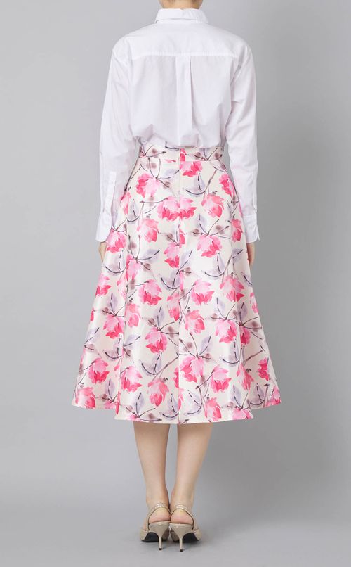 フラワープリントギャザーミディスカート