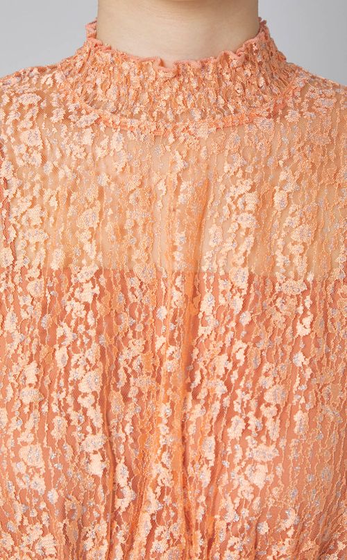 メタリックレースギャザーワンピース