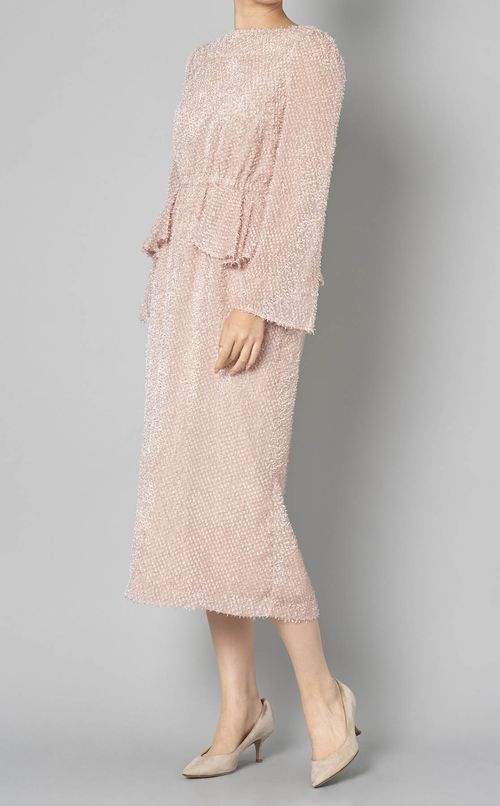 ジャガードペプラムワンピース