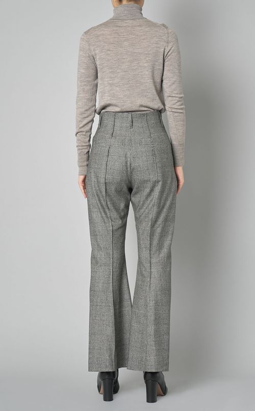 グレンチェックウールフレアパンツ