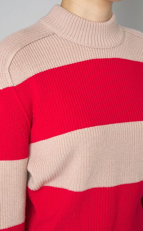 ウールワイドボーダークルーネックニット