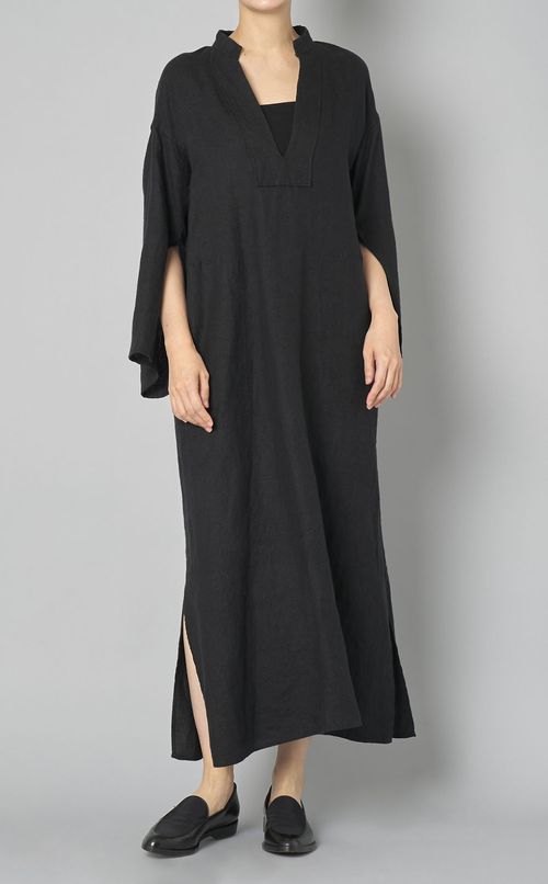 リネンカフタンロングシャツドレス