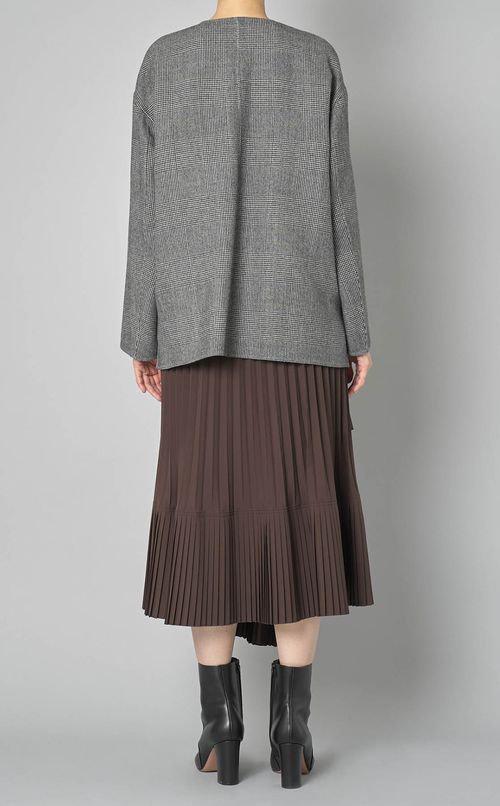 リバーシブルノーカラーショートコート