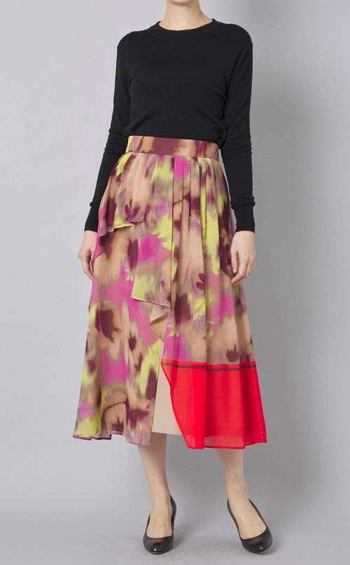 スマッジフラワープリントスカート