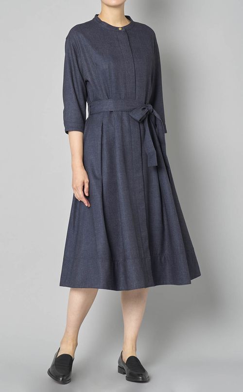 バンドカラーベルト付ワンピース