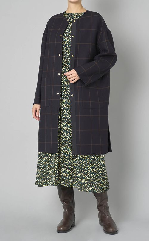 リバーシブルノーカラーコート