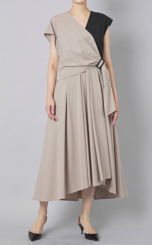 ストレッチストライプワンピース