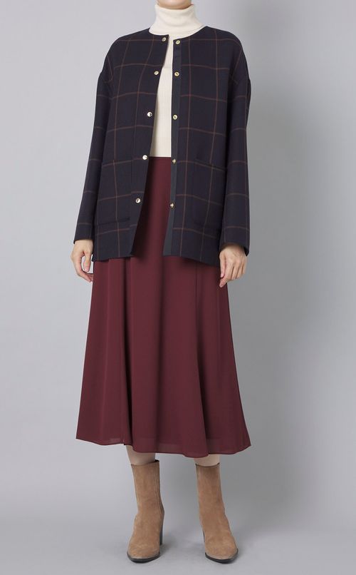 リバーシブルノーカラーショートコート