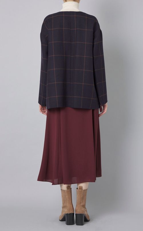 リバーシブルノーカラーショートコート