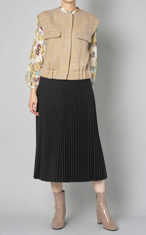 フラワーボウタイピンタックブラウス