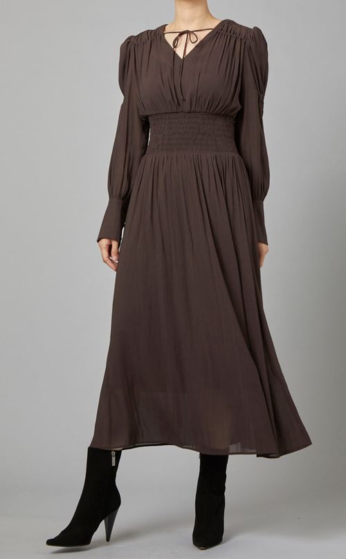 シャーリングシフォンワンピース