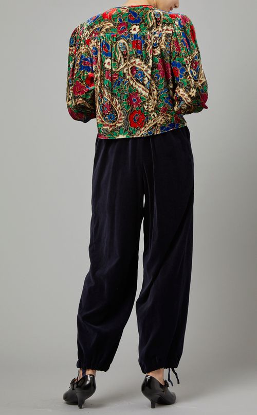 ペイズリープリントパフスリーブブラウス