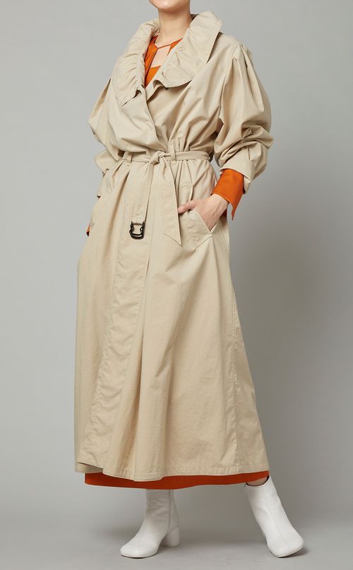 フリルカラーロングトレンチコート