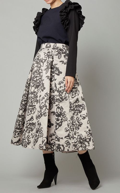 フリルスリーブバイカラーブラウス