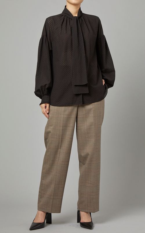 コットンガーゼボウタイブラウス