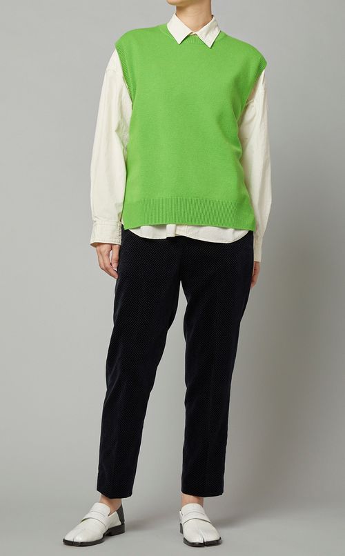 ベルベットドットクロップドパンツ