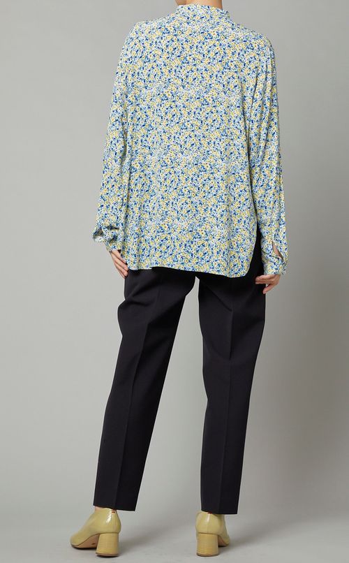 フラワープリントバンドカラーシャツ