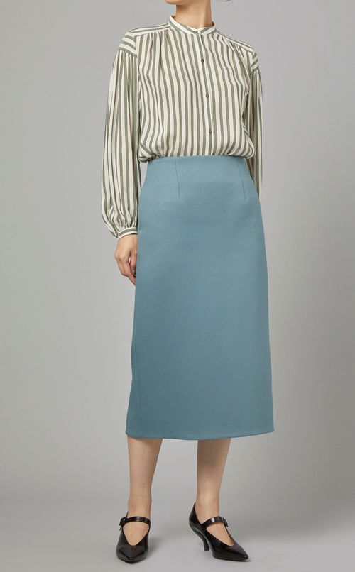 ストライプショルダーヨークブラウス