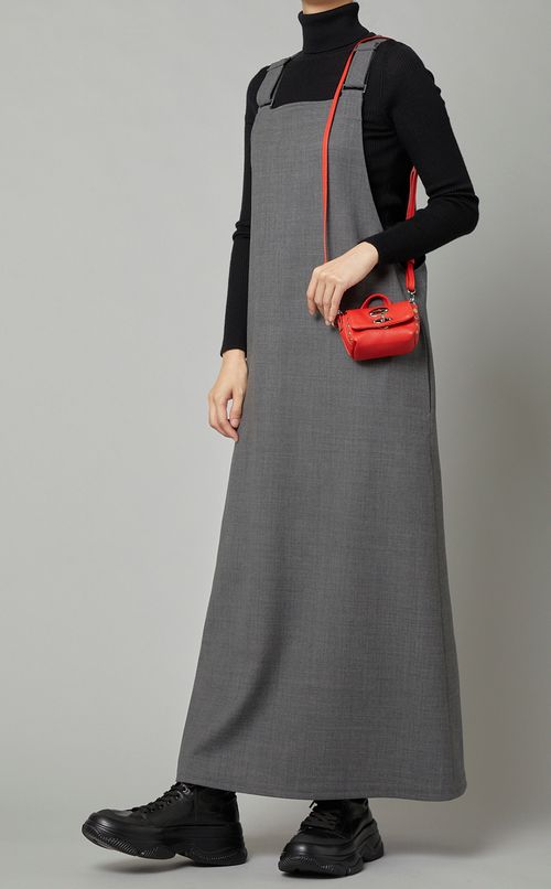 ウールオーバーオール風ワンピース