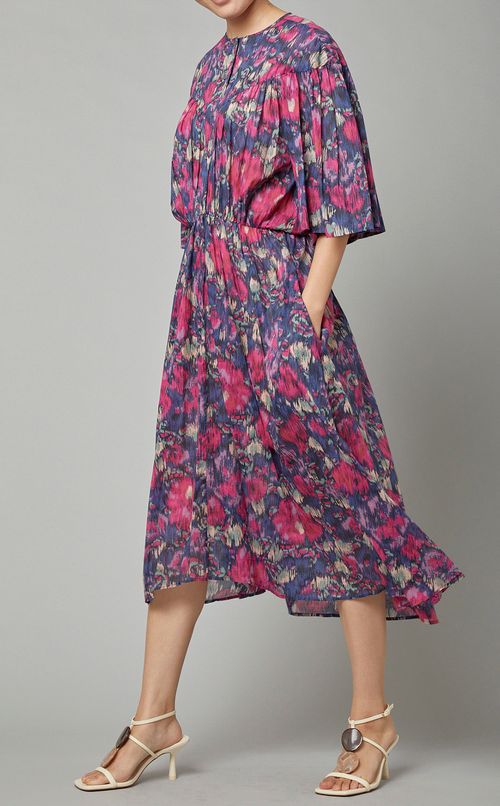 ベルスリーブギャザーロングワンピース