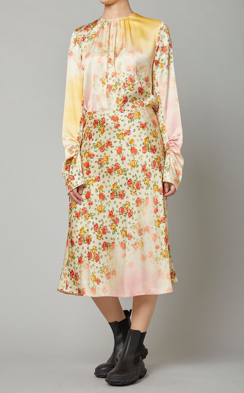 フラワープリントグラデーションスカート